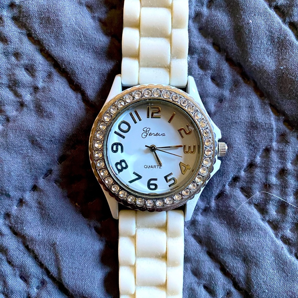White Rubber Geneva Watch